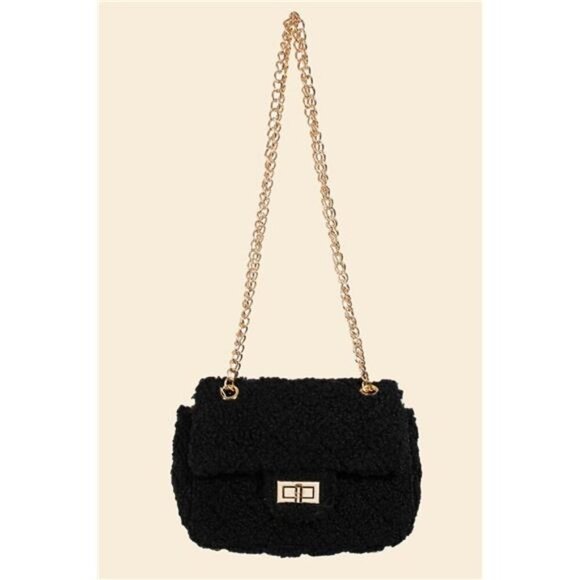 Fame Faux Fur Rectangle Crossbody Bag - Picture 1 of 3
